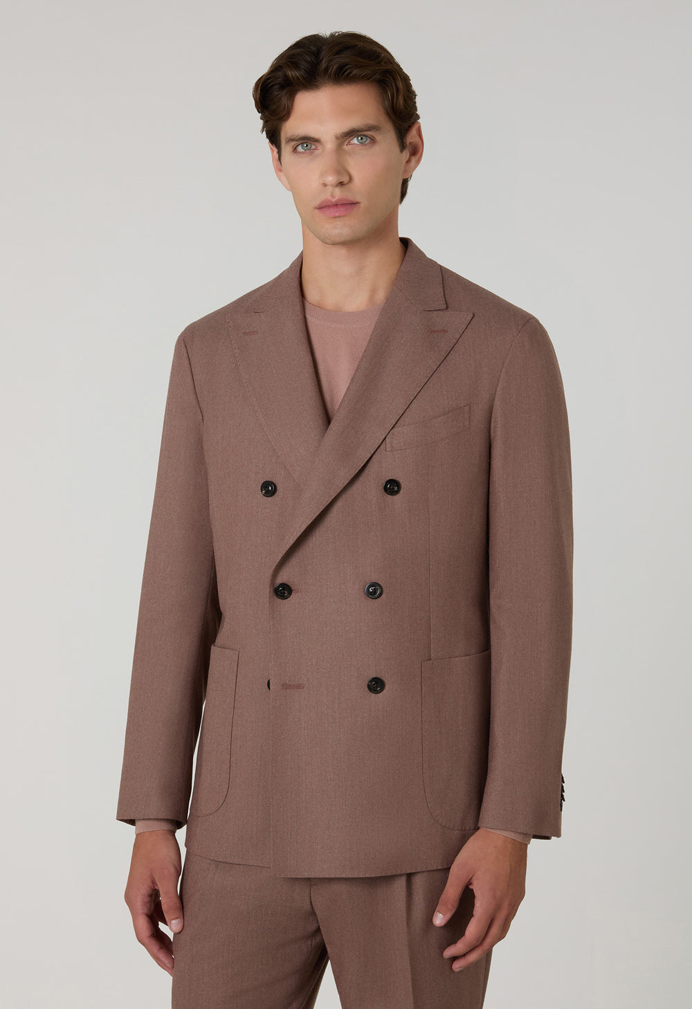 Mauve Superlight Flannel double-breasted K-Suit