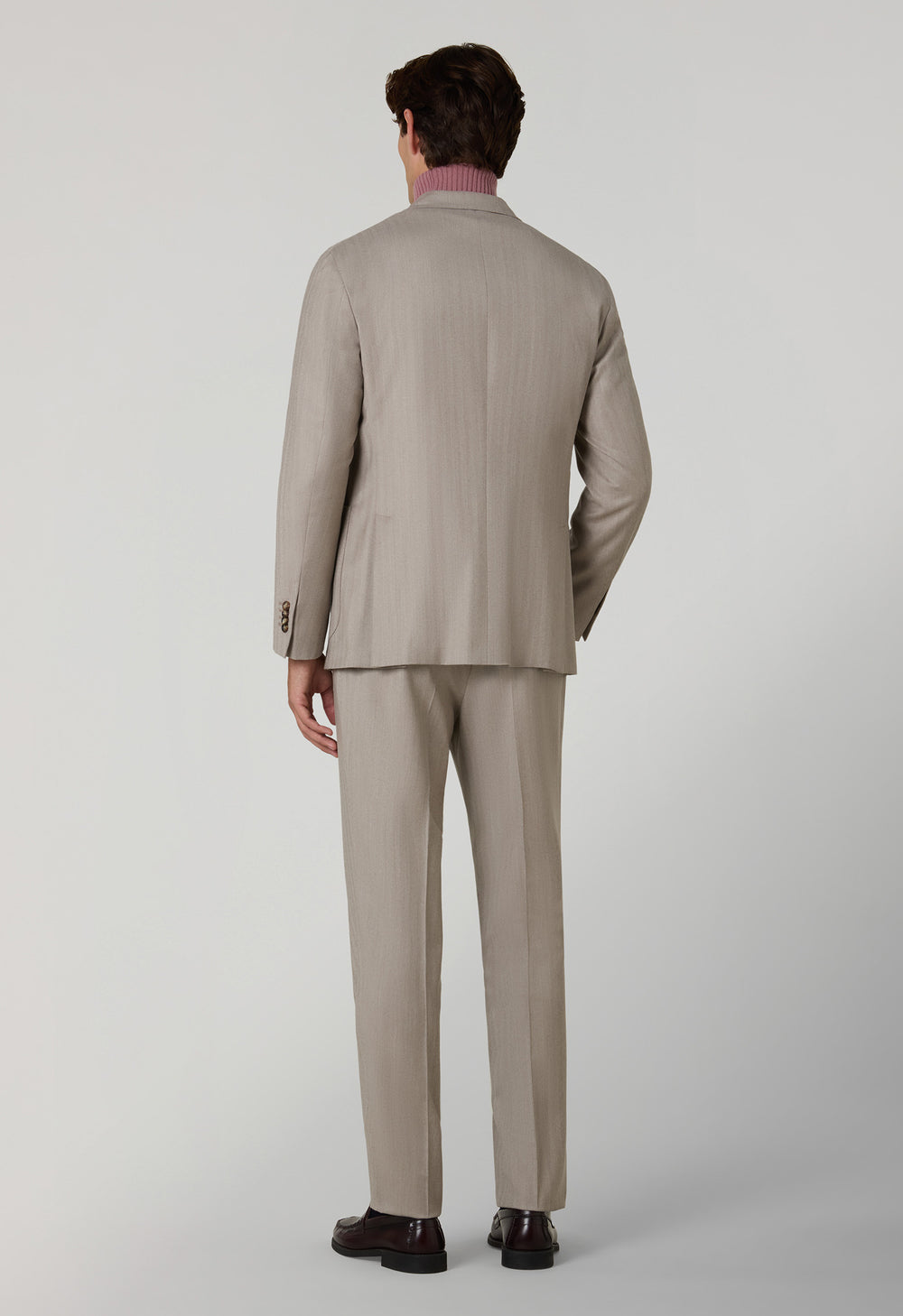 Beige 14-Micron Herringbone double-breasted K-Suit