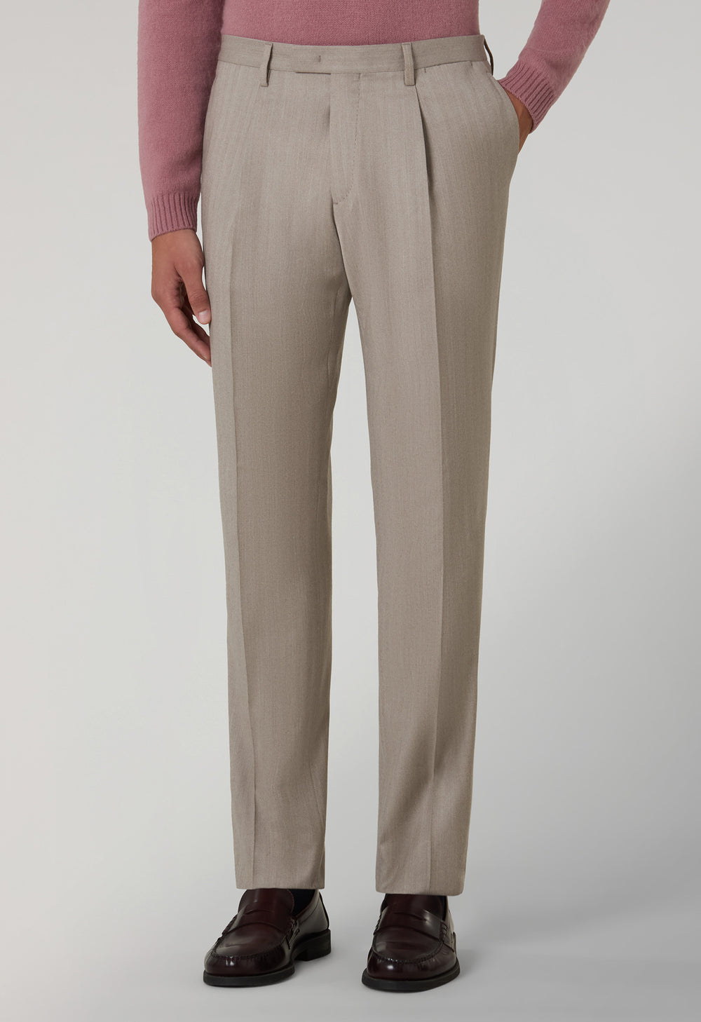 Beige 14-Micron Herringbone double-breasted K-Suit