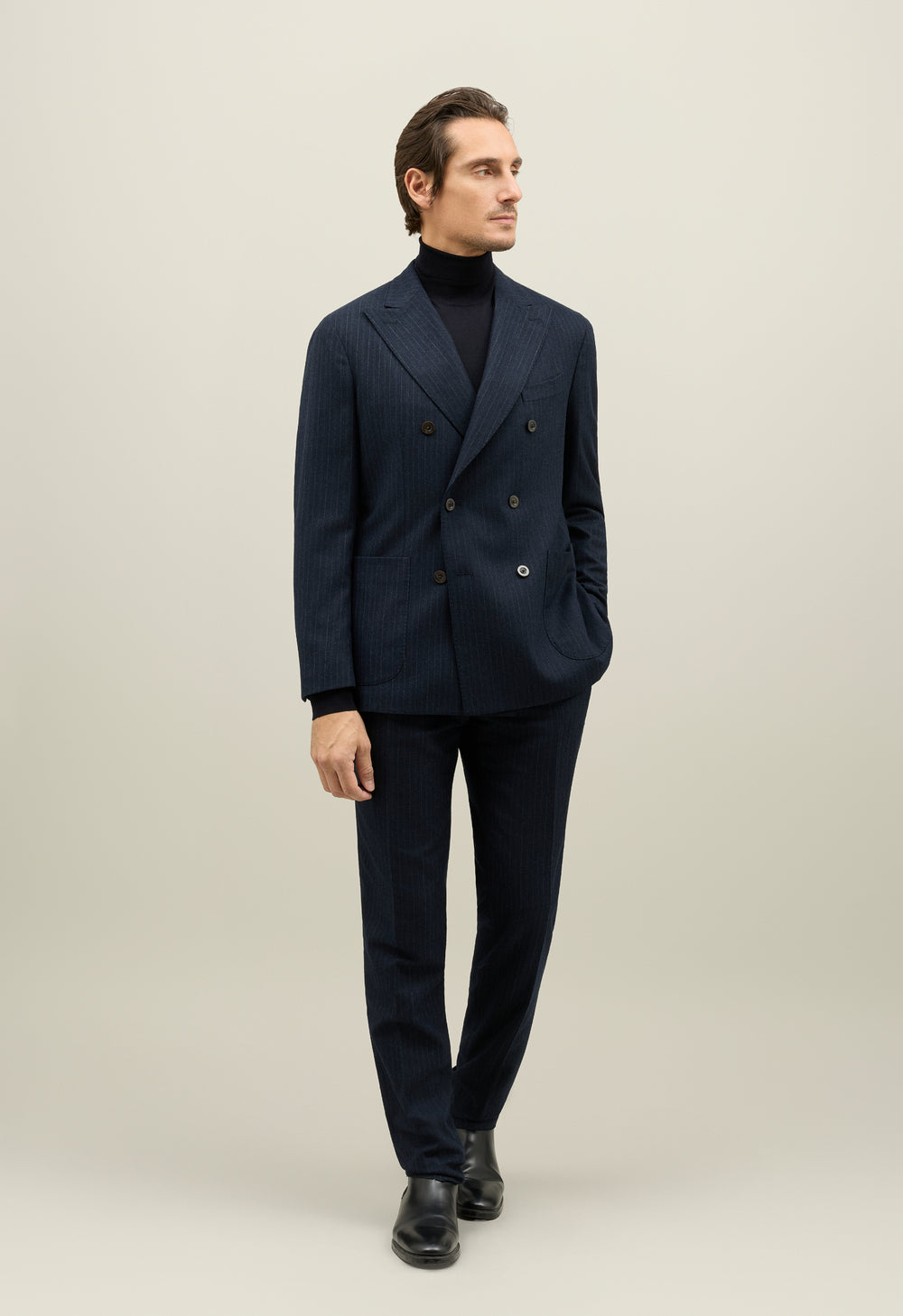 Blue Pinstripe Flannel double-breasted K-Suit