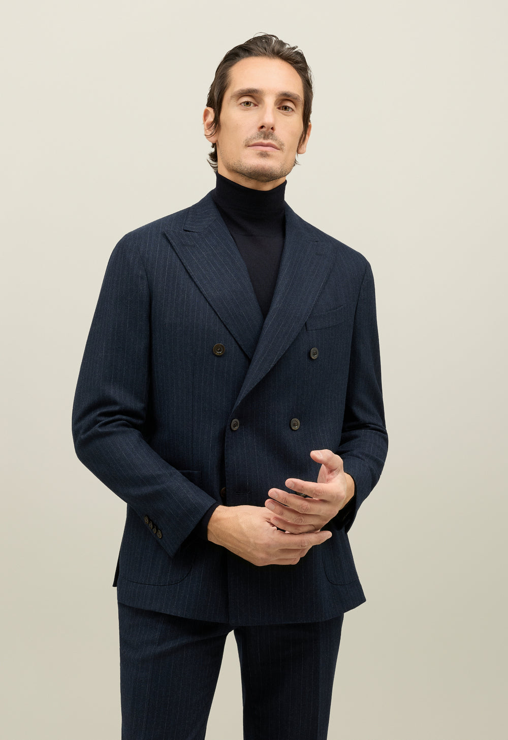 Blue Pinstripe Flannel double-breasted K-Suit
