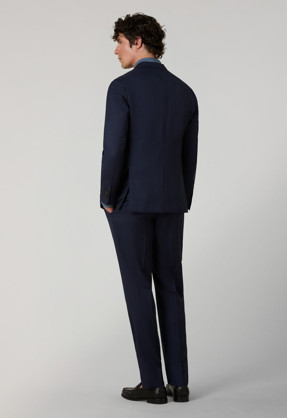 Blue Prince of Wales Wool Double-Breasted K-Suit