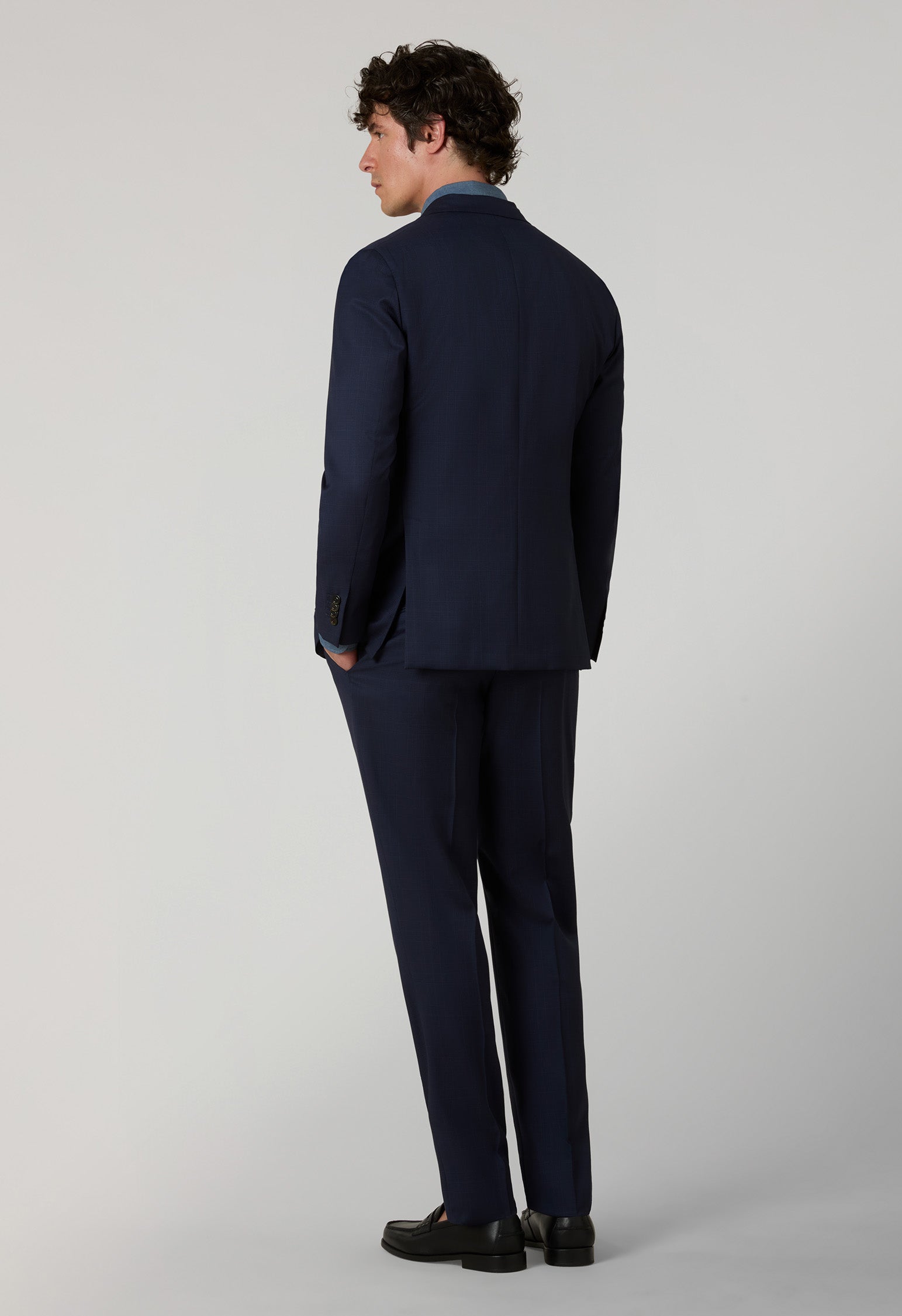 Blue Prince of Wales Wool Double-Breasted K-Suit