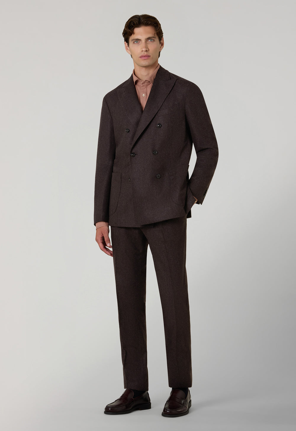 Abito K-Jacket doppiopetto in flanella lavata marrone