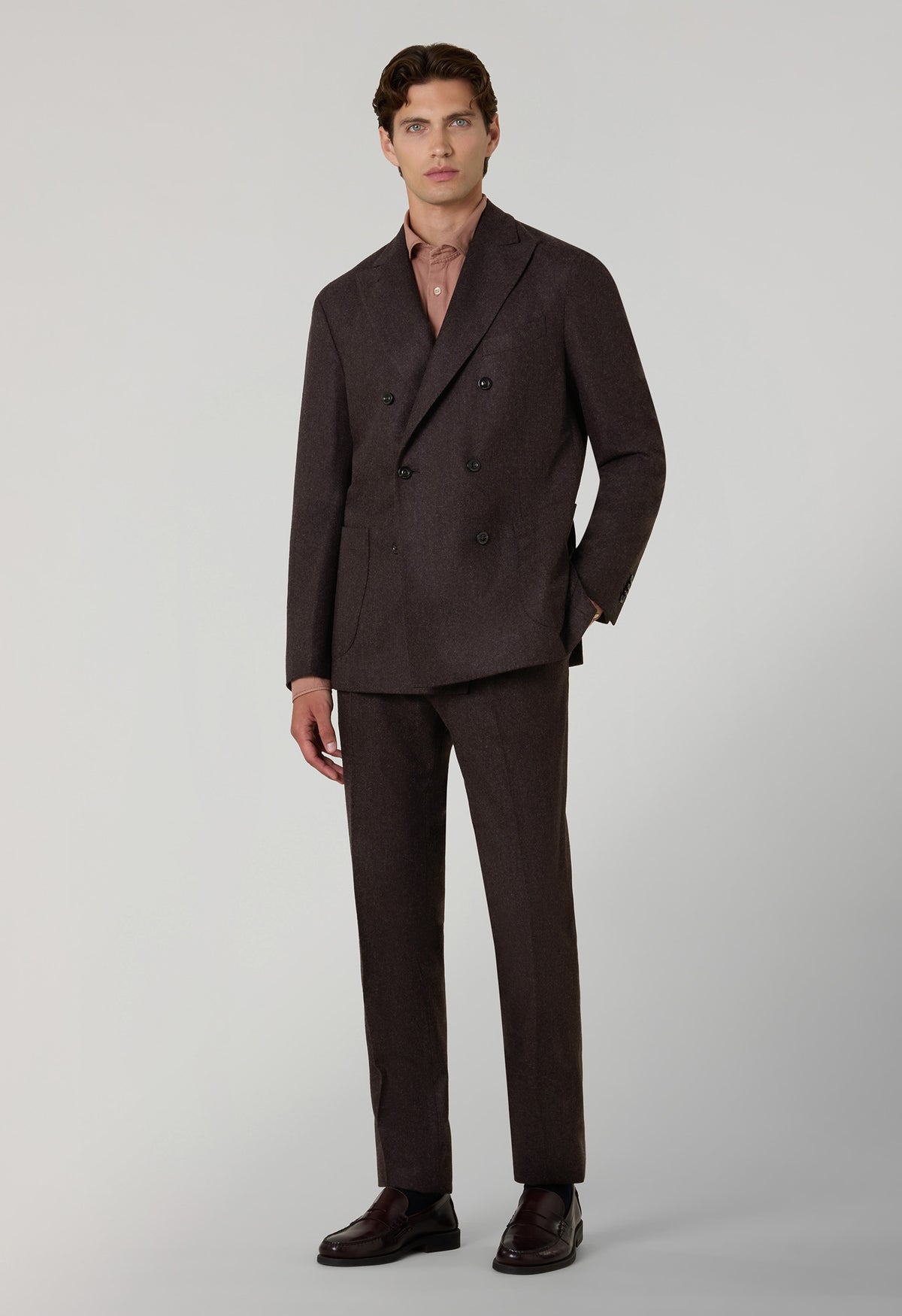 Abito K-Jacket doppiopetto in flanella lavata marrone