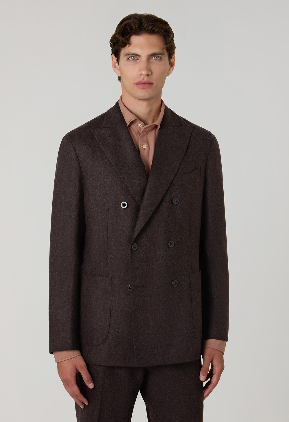 Abito K-Jacket doppiopetto in flanella lavata marrone