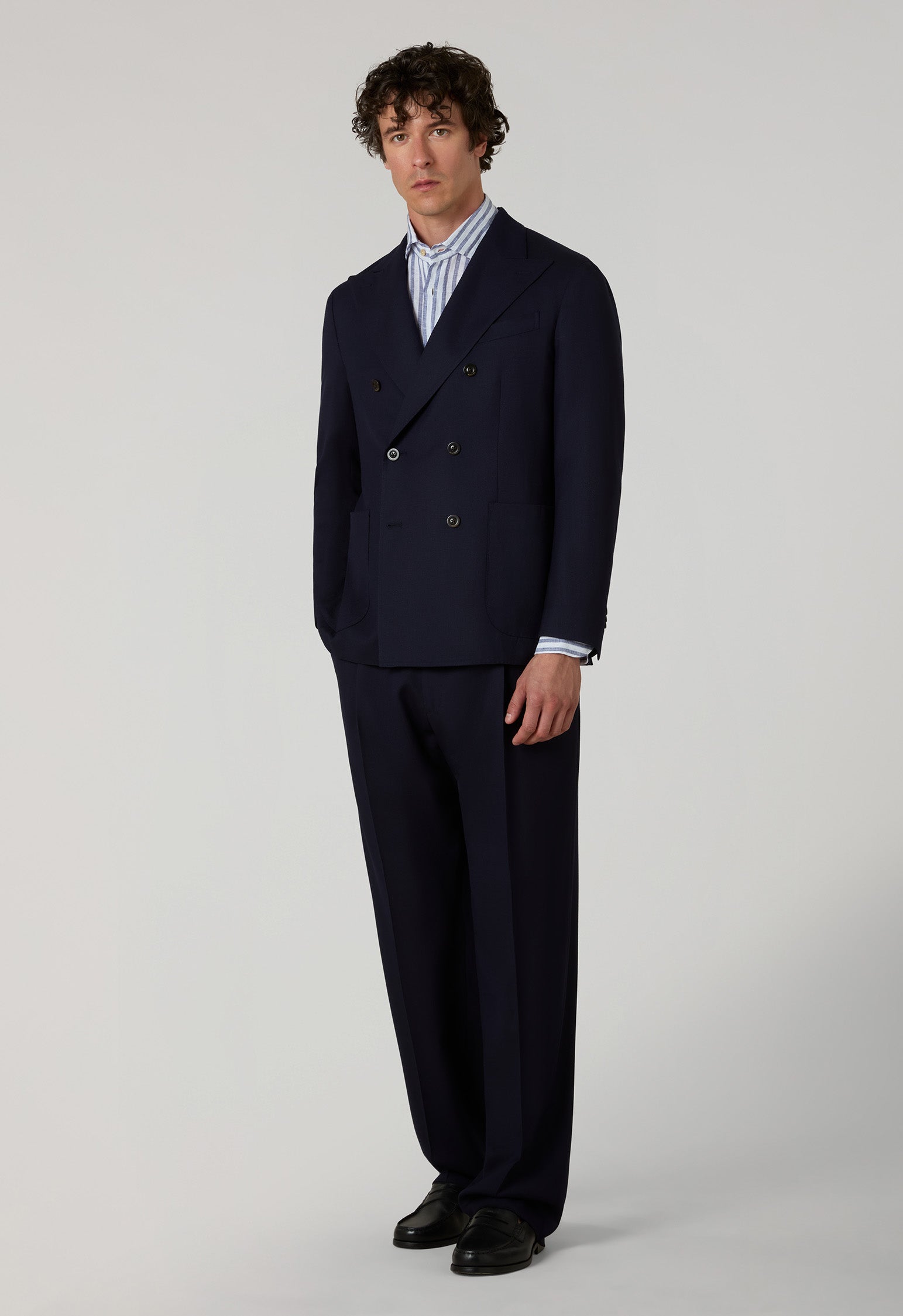 Blue Light Wool Honeycomb K-Suit | Boglioli® – BoglioliMilano