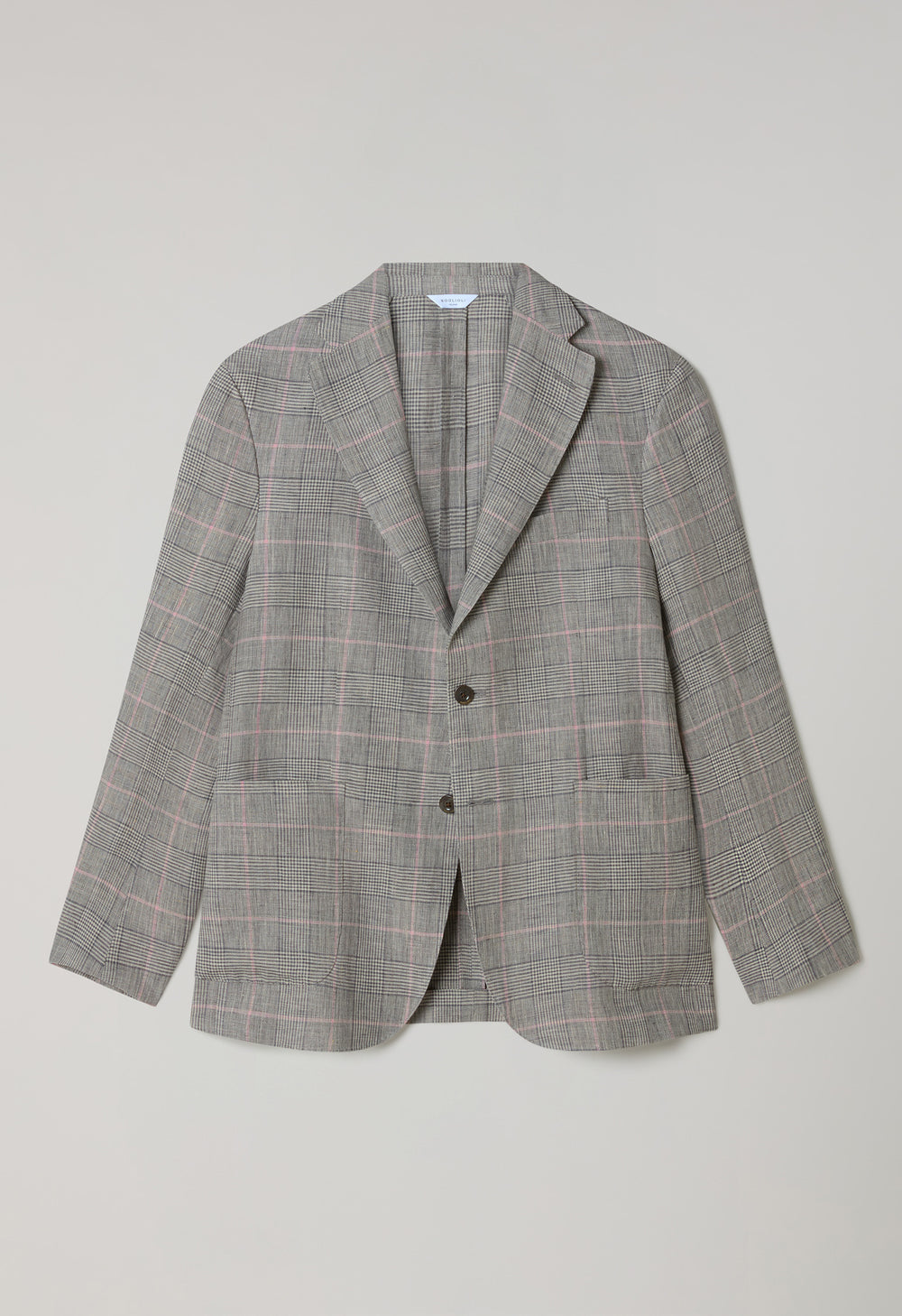 Graue gemusterte K-Jacket aus kariertem Leinen