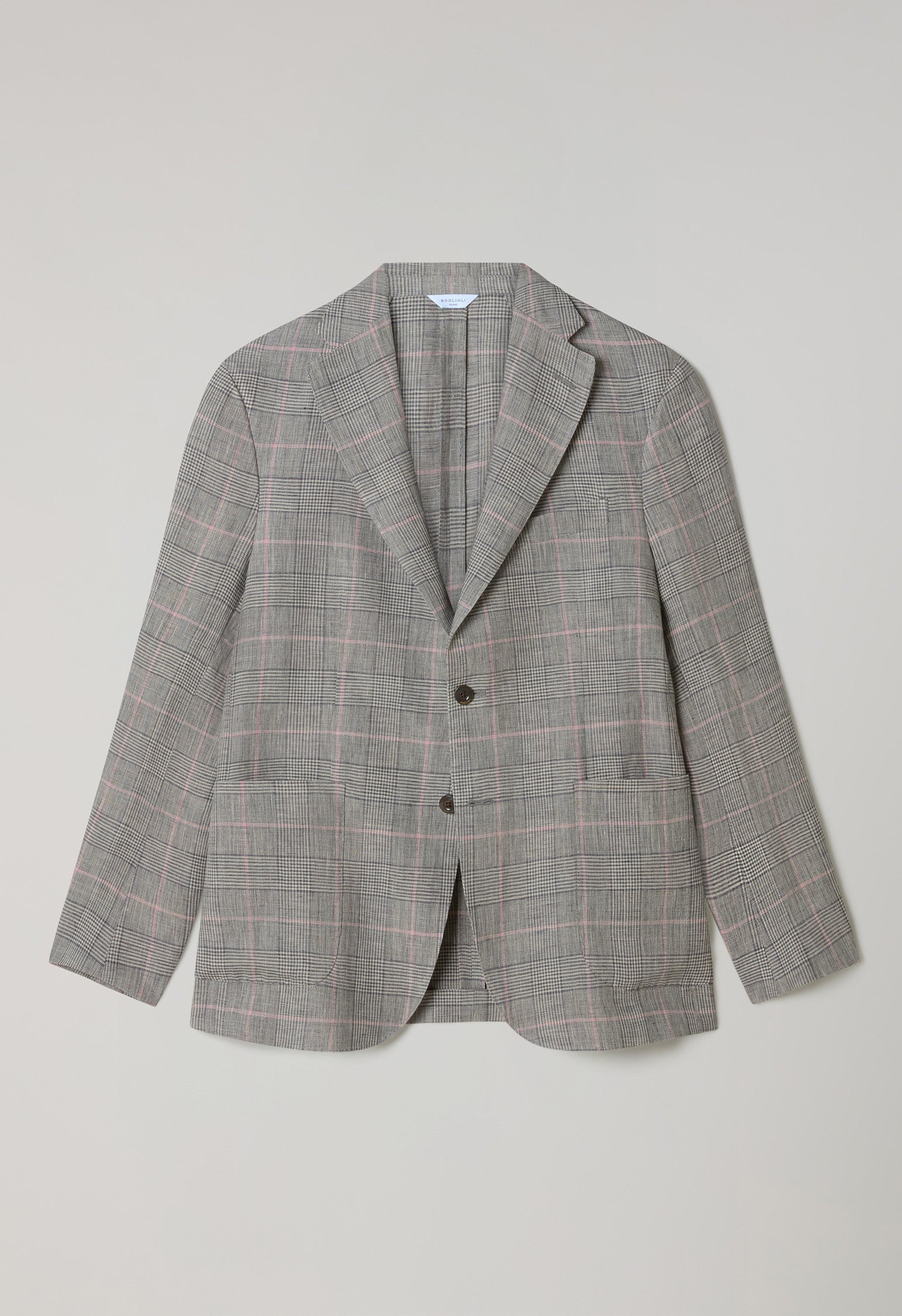 Graue gemusterte K-Jacket aus kariertem Leinen