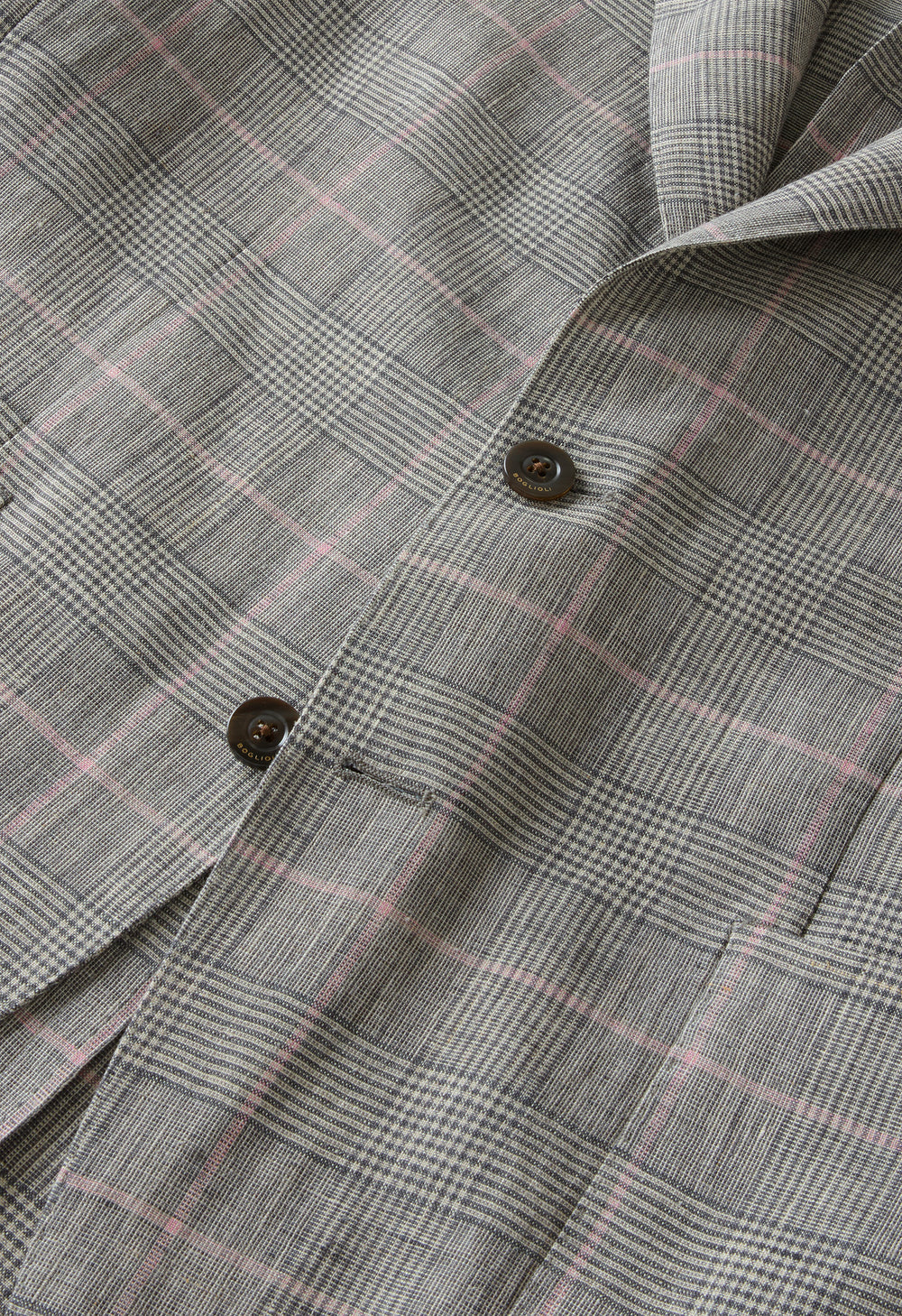 Graue gemusterte K-Jacket aus kariertem Leinen