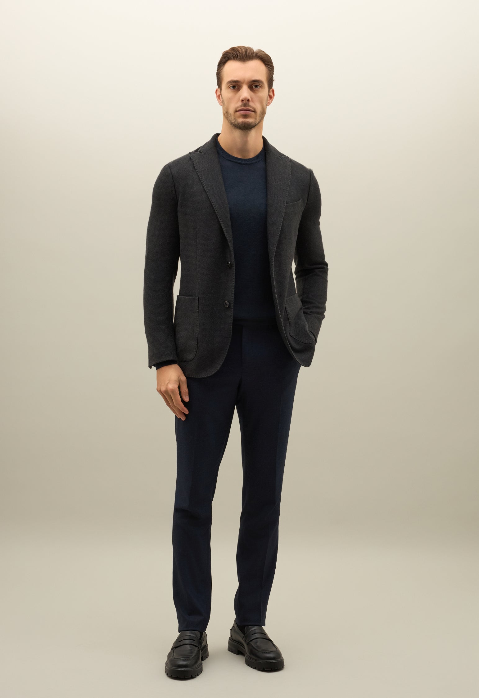 Black Garment Dyed Cashmere K-Jacket