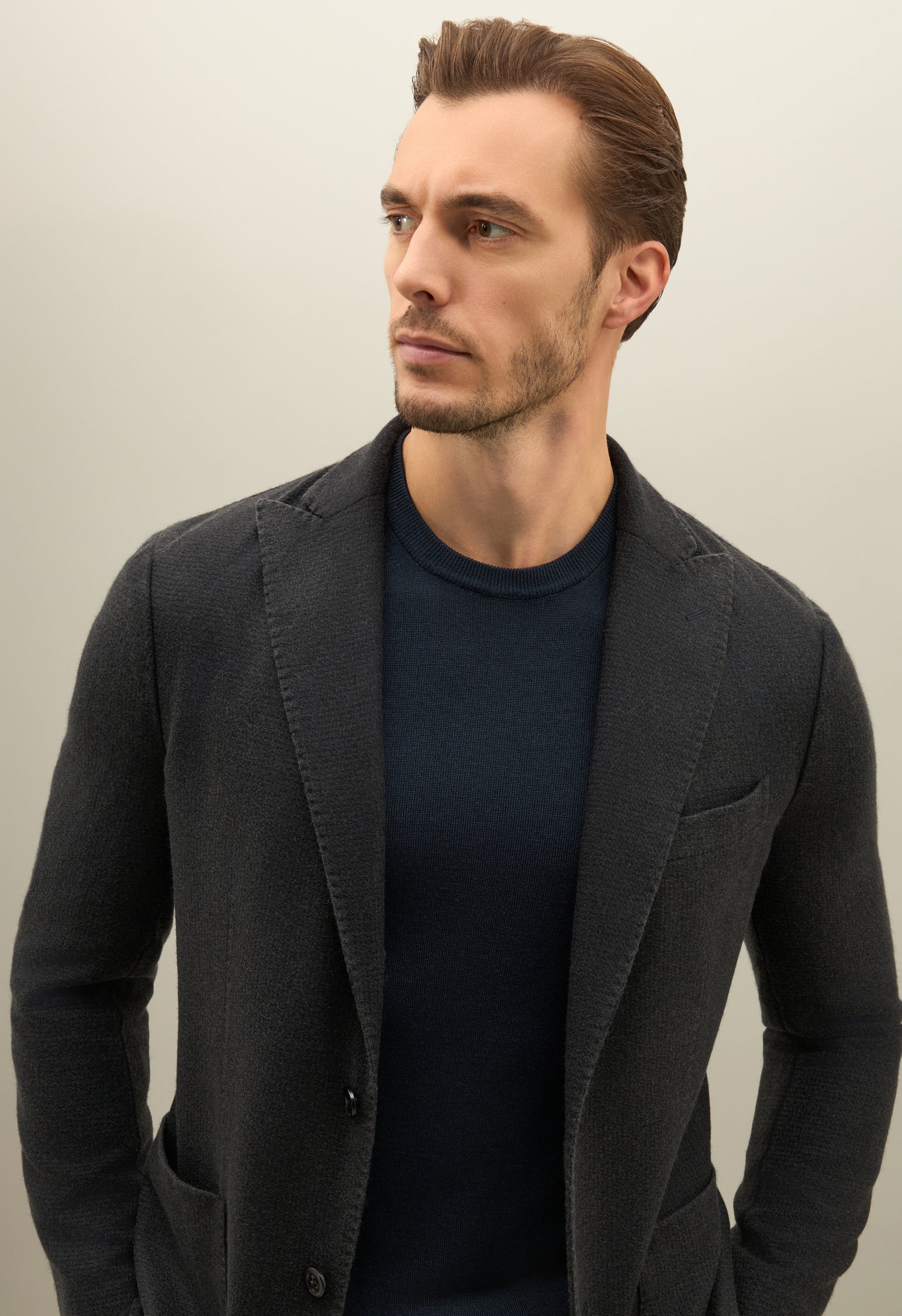 Black Garment Dyed Cashmere K-Jacket