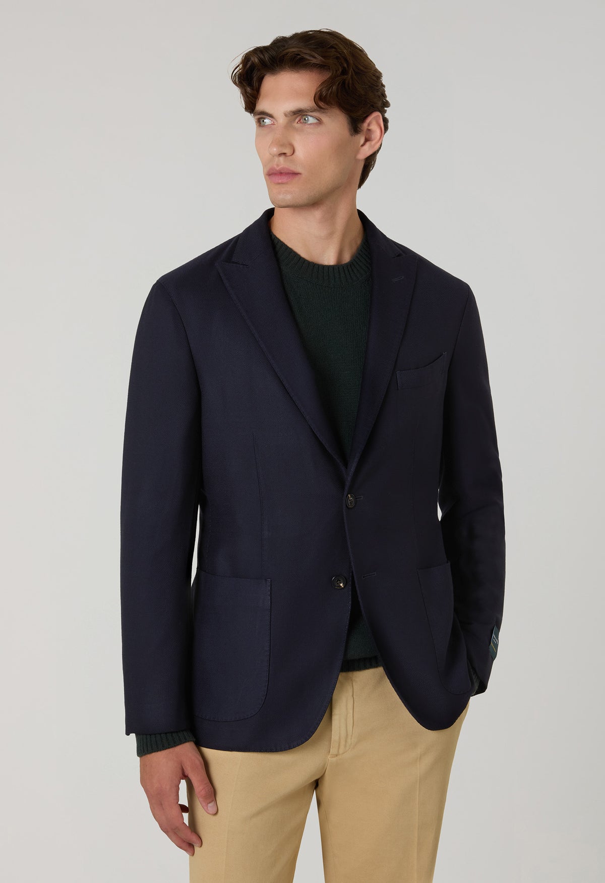 K-Jacket in lana twill High Performance tinta in capo blu