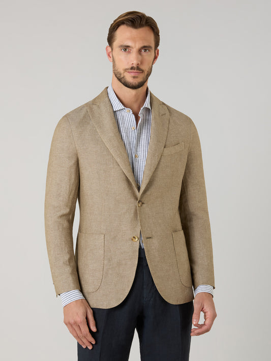 Light Brown Linen Cashmere Silk K-Jacket