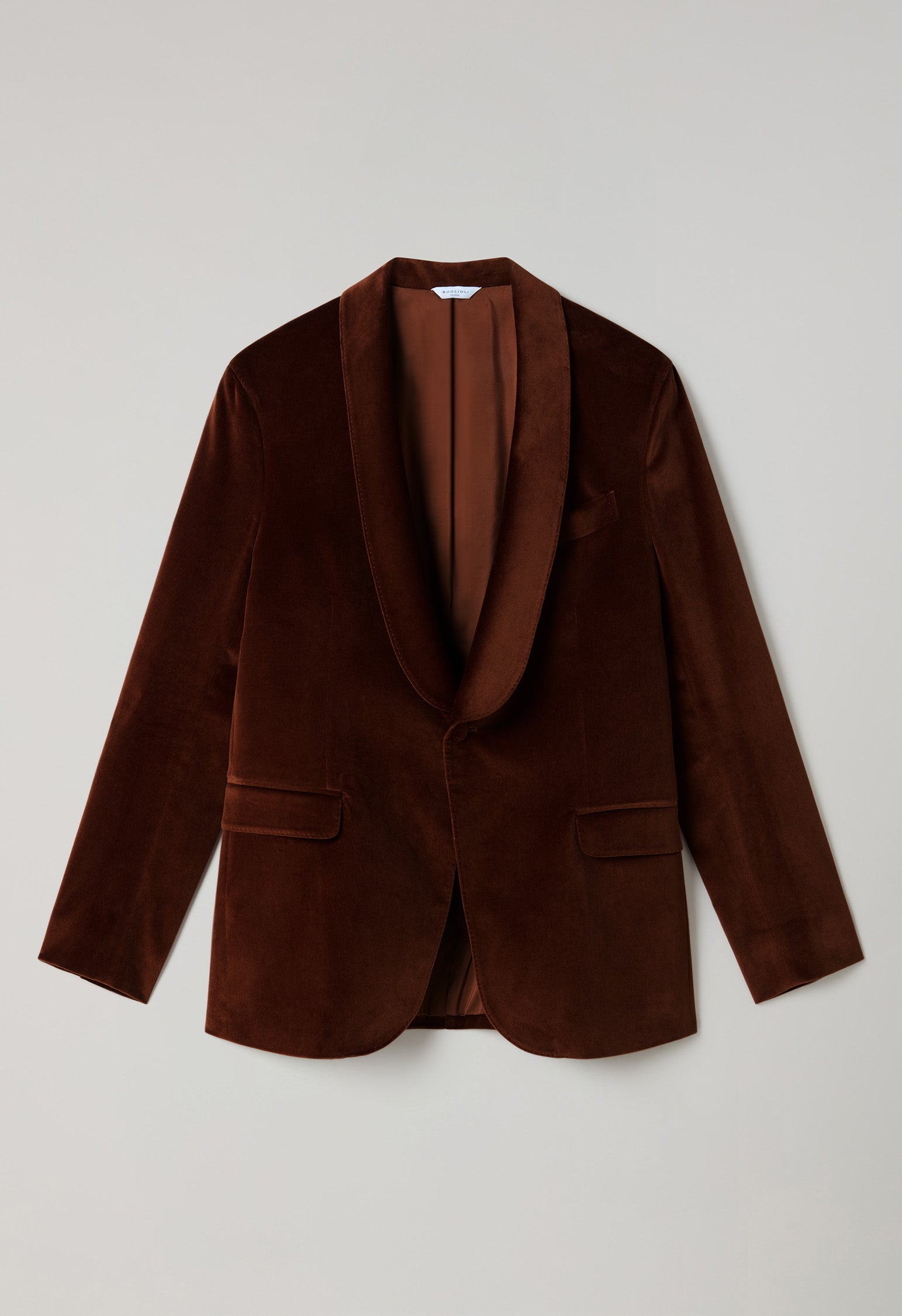 Cinnamon Plain Velvet Tuxedo Jacket