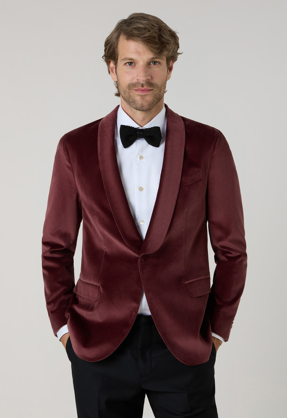 Mahogany Plain Velvet Tuxedo Jacket