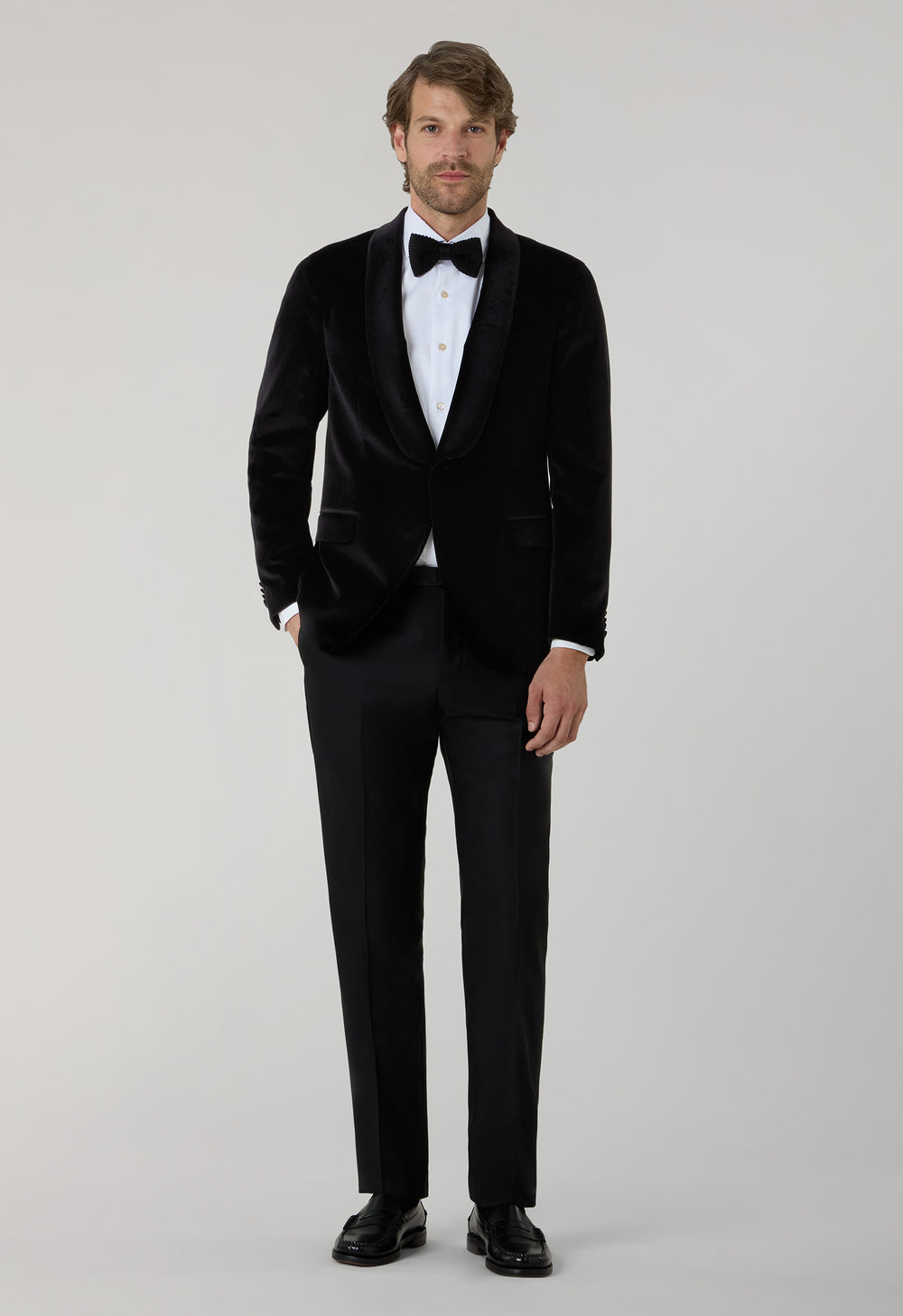 Black Plain Velvet Tuxedo Jacket