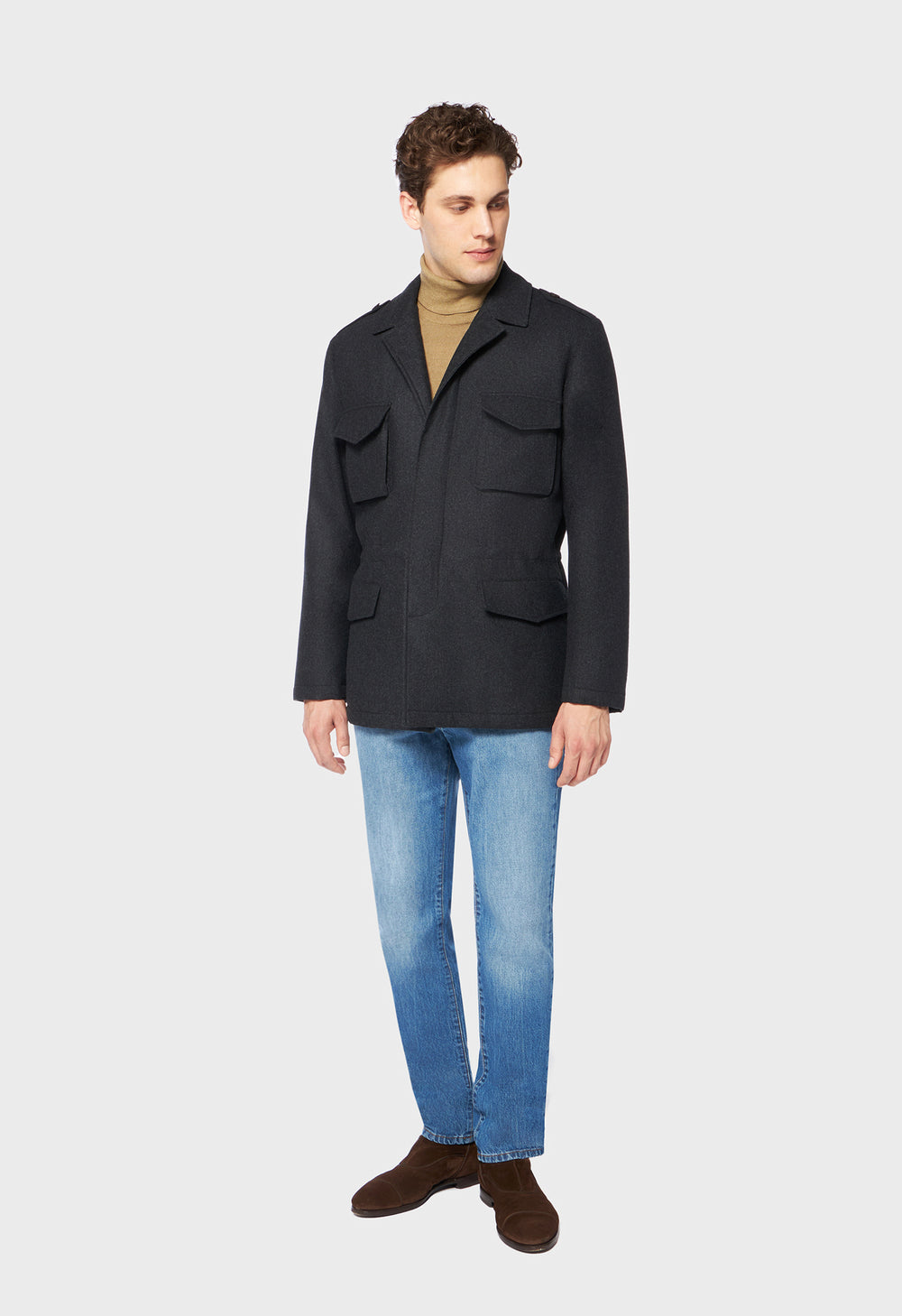 Green Virgin wool Field padded jacket