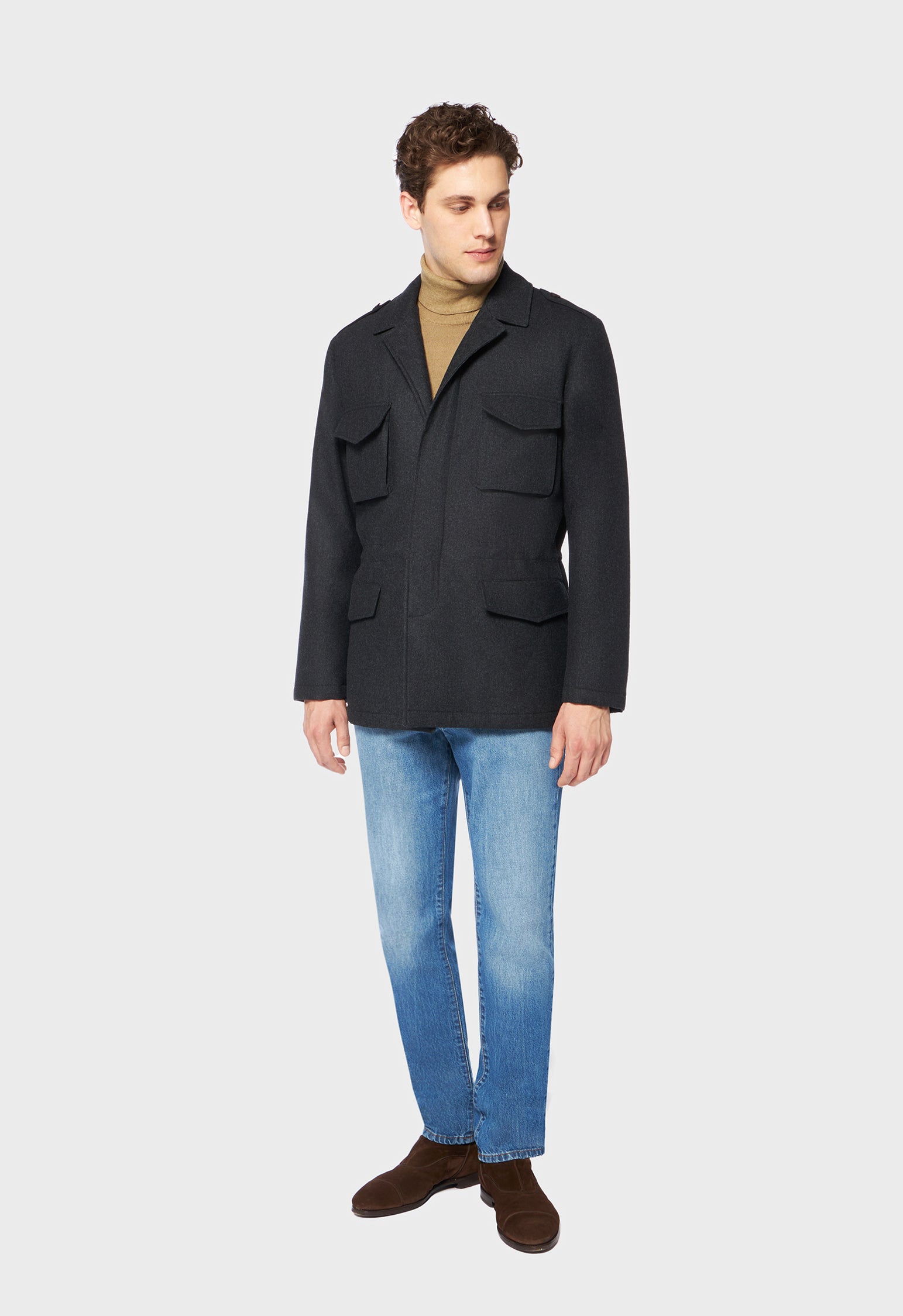 Green Virgin wool Field padded jacket