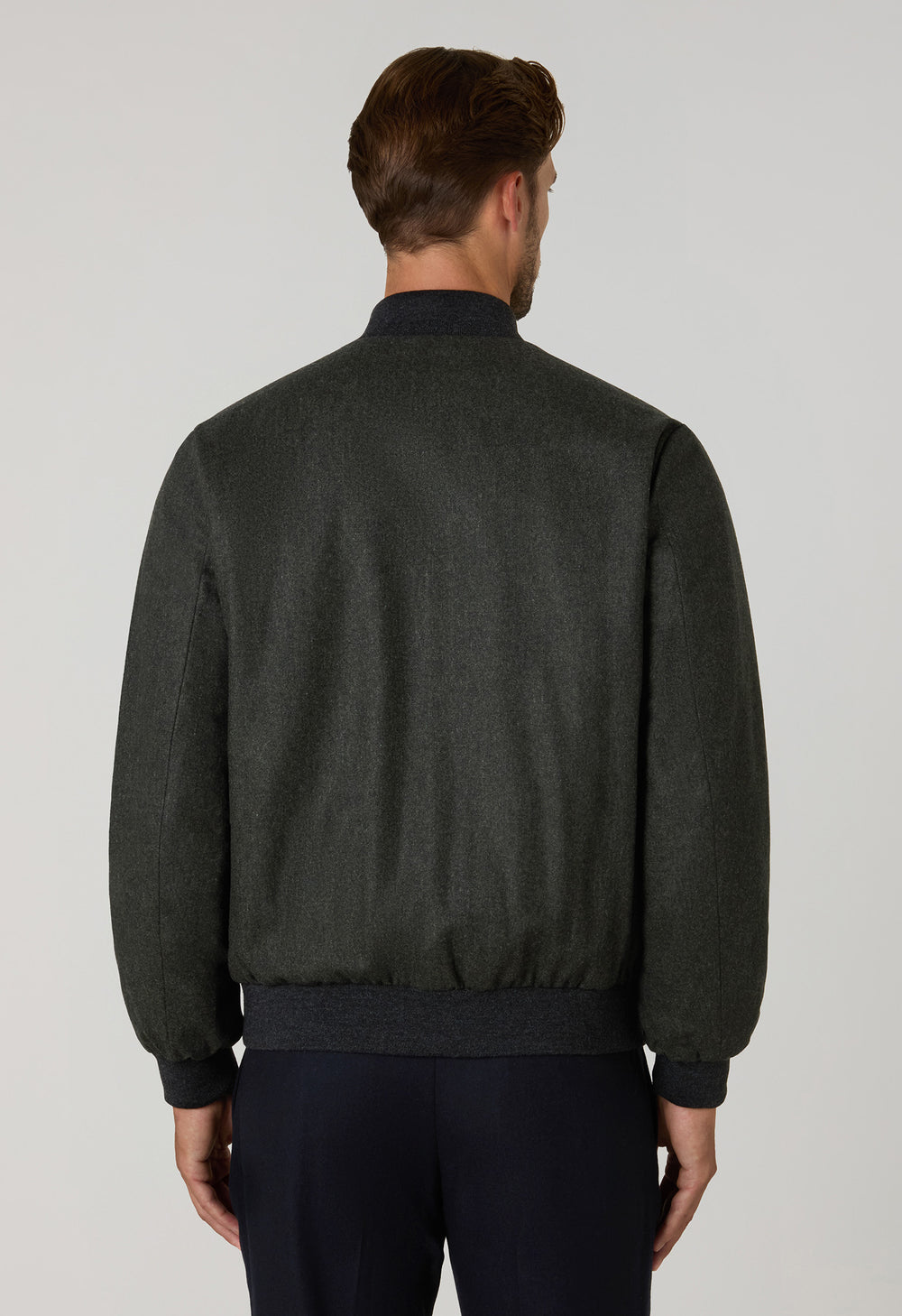Green Virgin Wool Bomber Jacket