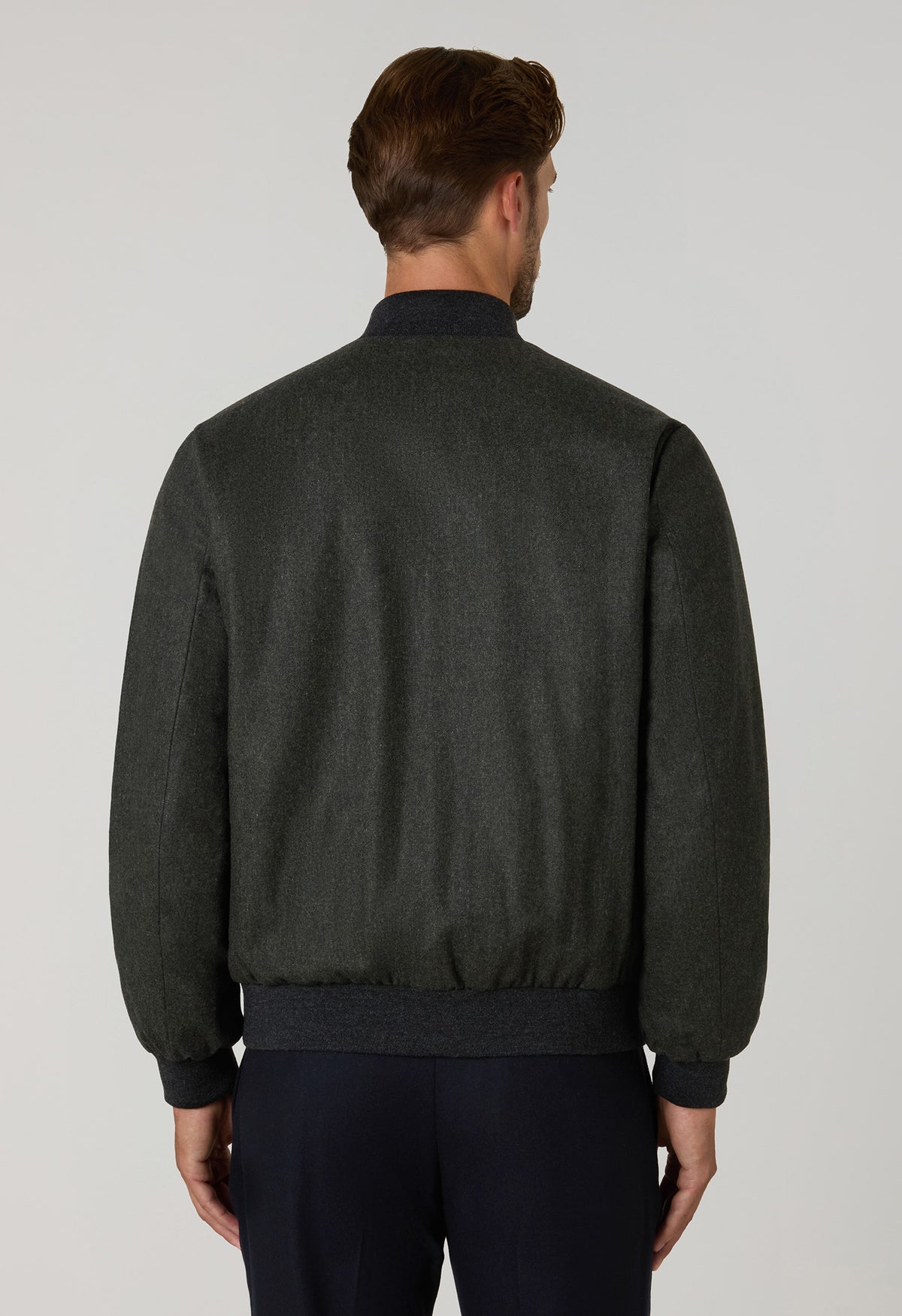 Green Virgin Wool Bomber Jacket