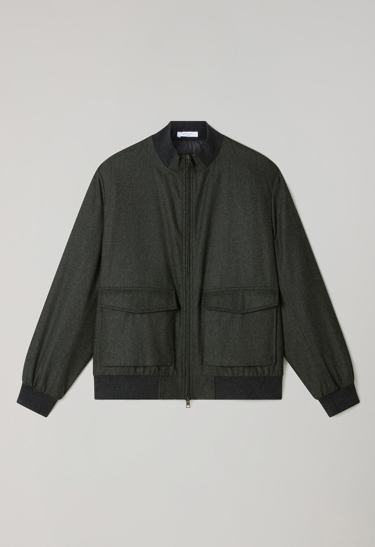 Green Virgin Wool Bomber Jacket