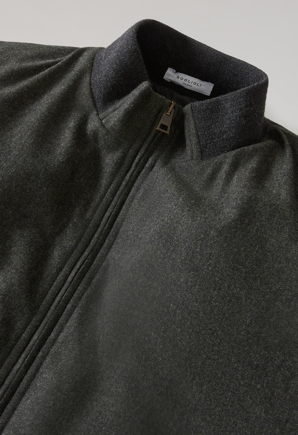 Green Virgin Wool Bomber Jacket