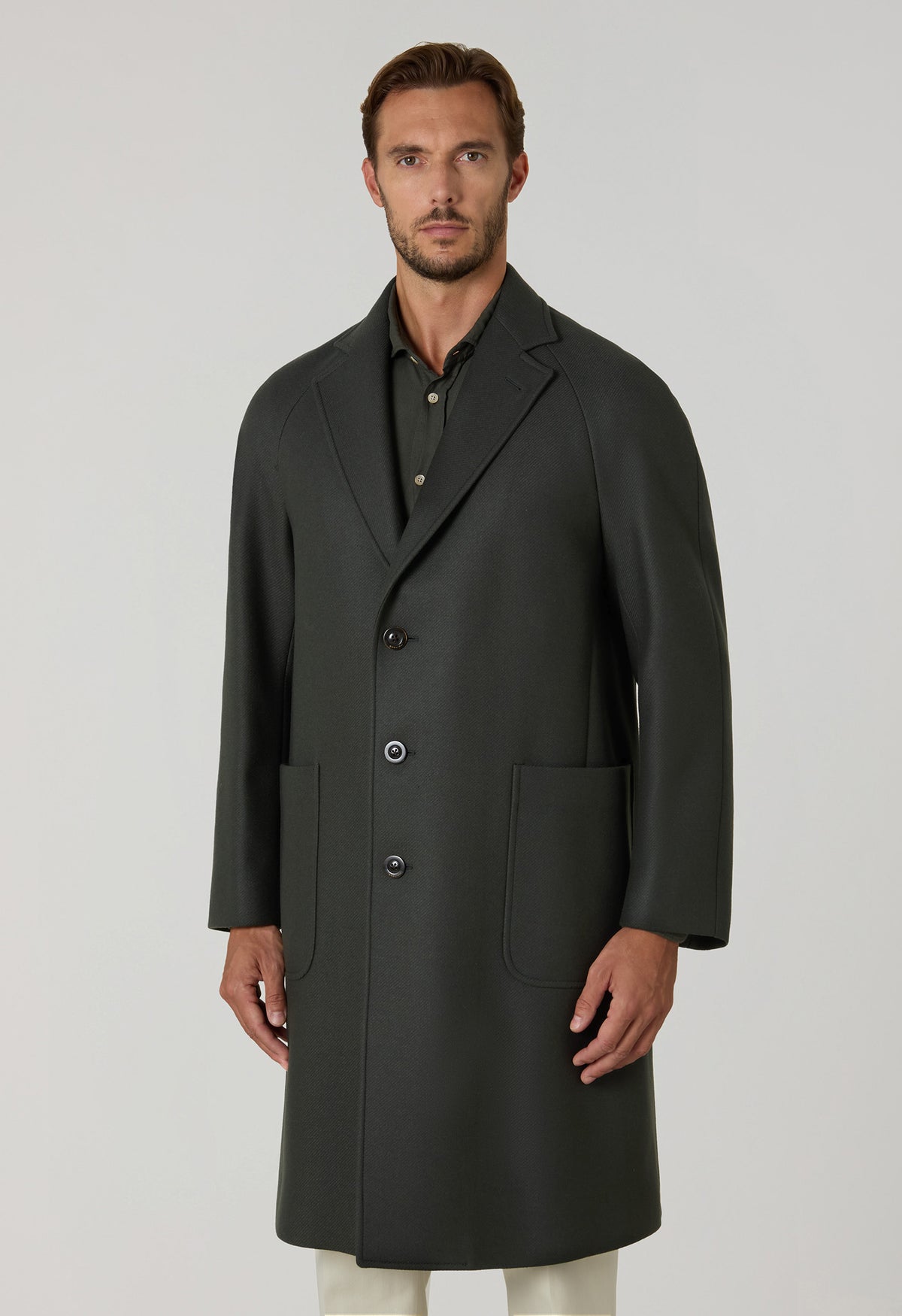 Green Blended Wool Cashmere Overcoat
