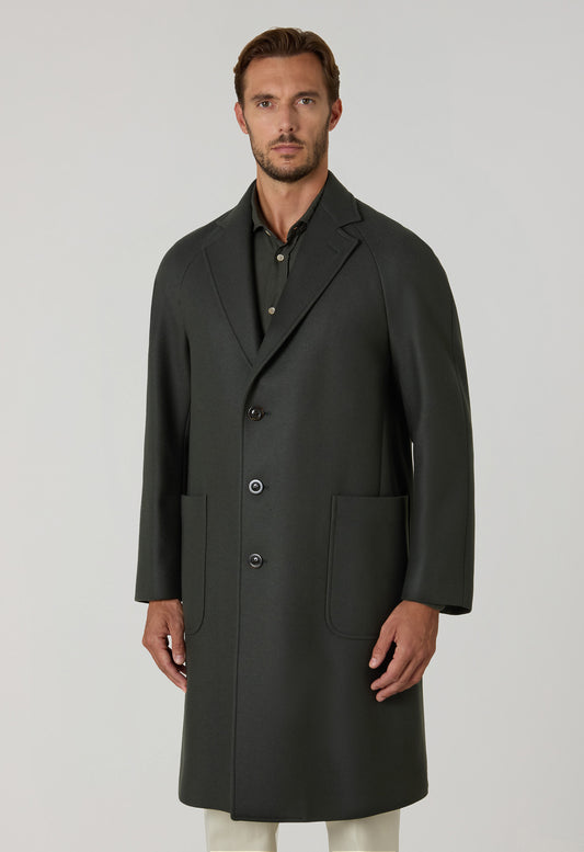 Green Blended Wool Cashmere Overcoat