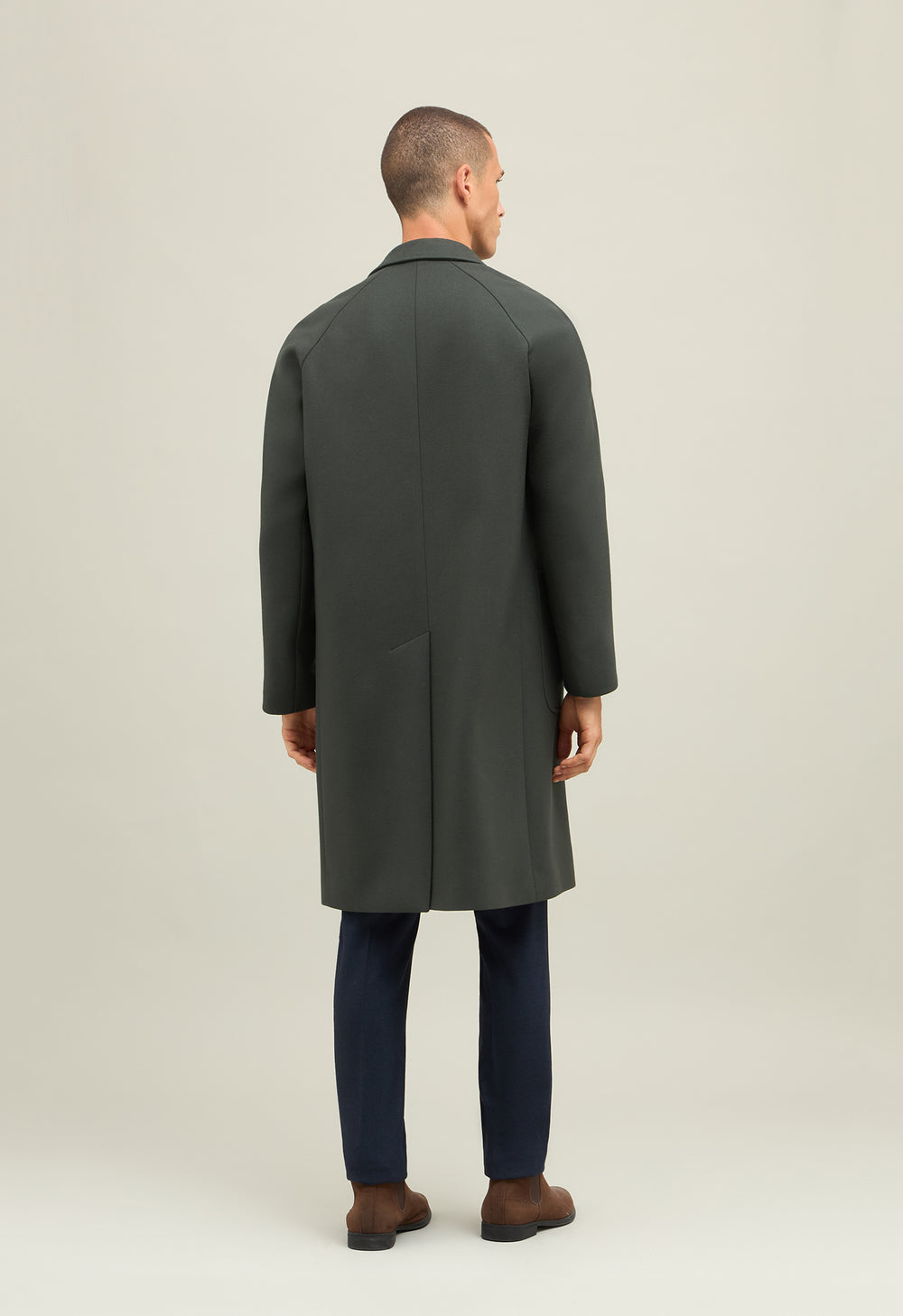 Green Blended Wool Cashmere Overcoat