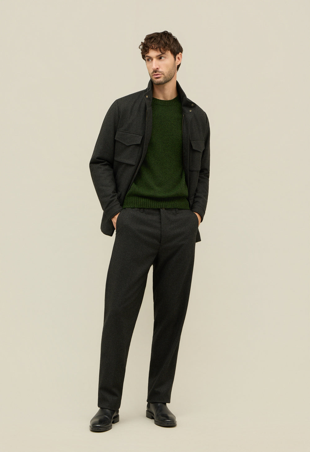 Green Flannel Padded Field Jacket 