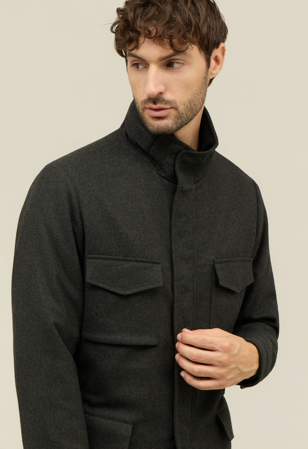 Green Flannel Padded Field Jacket 
