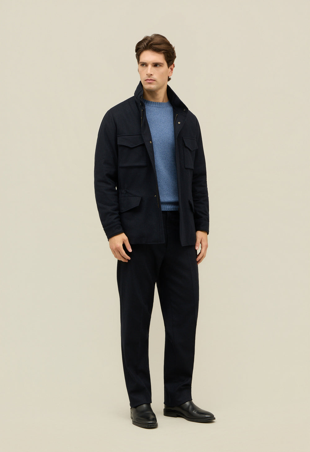 Blue Flannel Padded Field Jacket 