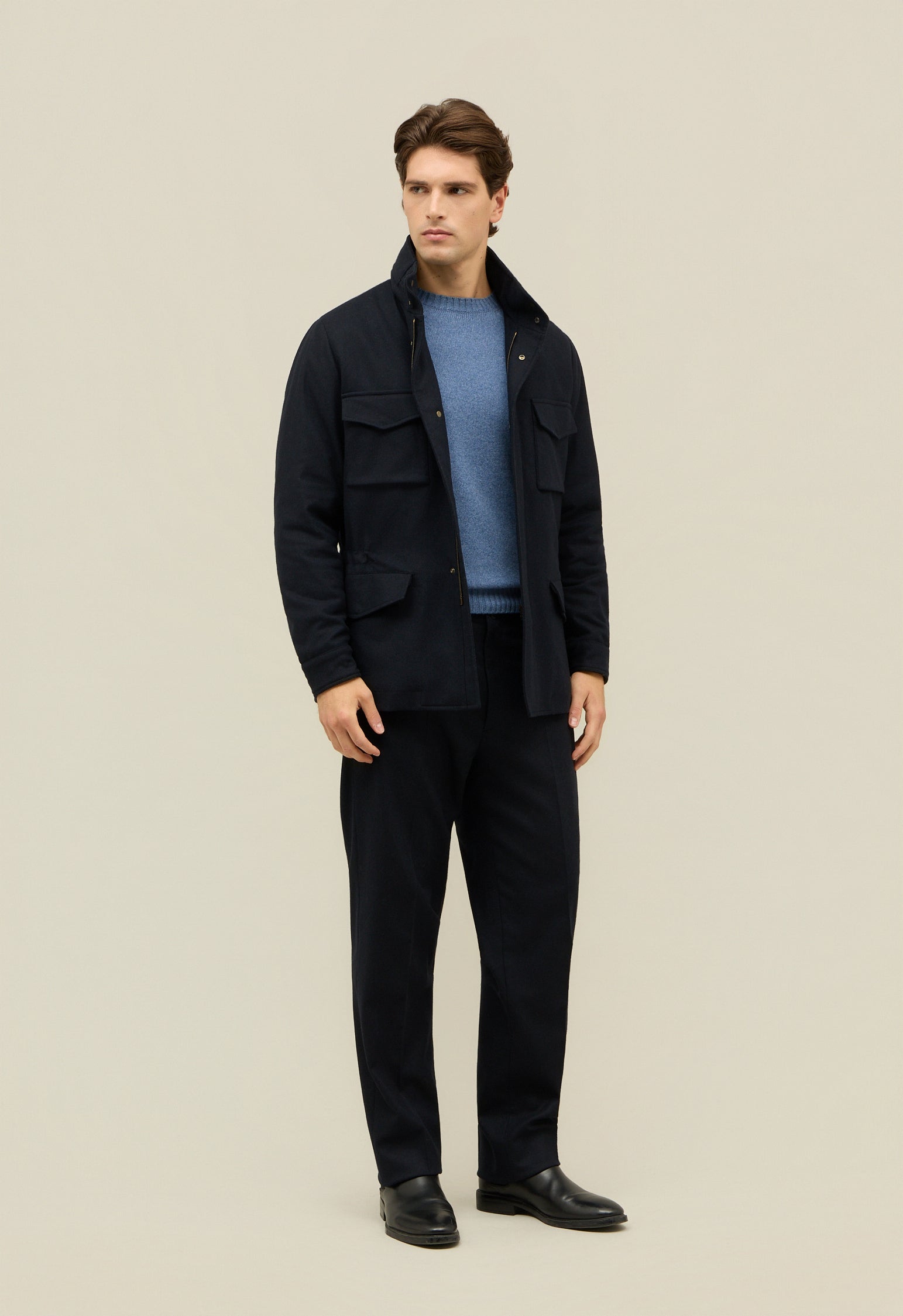 Blue Flannel Padded Field Jacket 