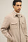 Beige Blended Wool Padded Overshirt