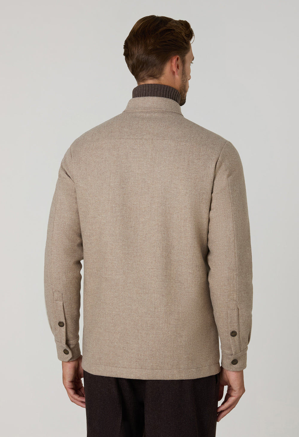 Beige Blended Wool Padded Overshirt