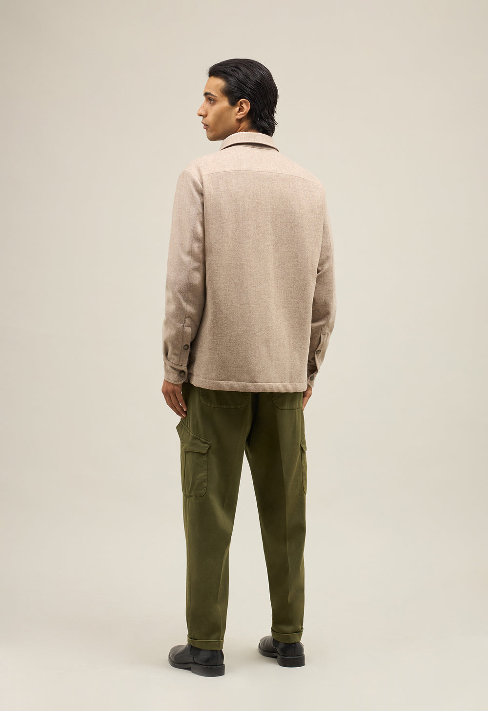 Beige Blended Wool Padded Overshirt