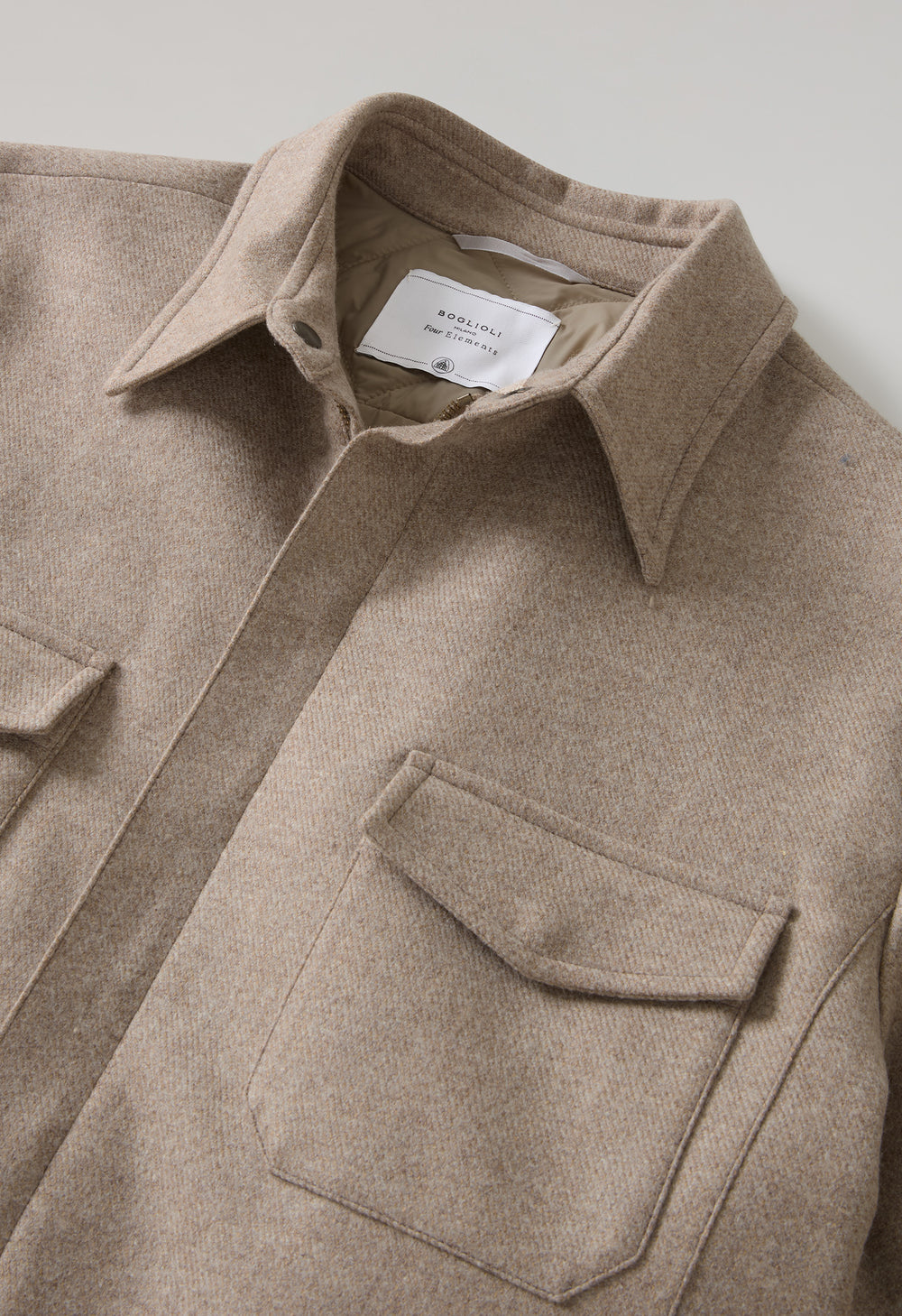Beige Blended Wool Padded Overshirt