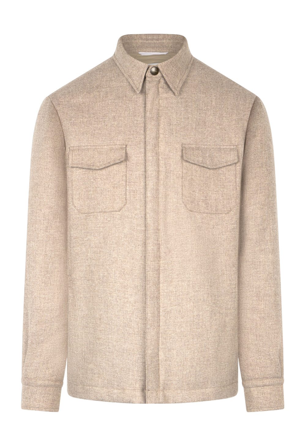 Beige Blended Wool Padded Overshirt