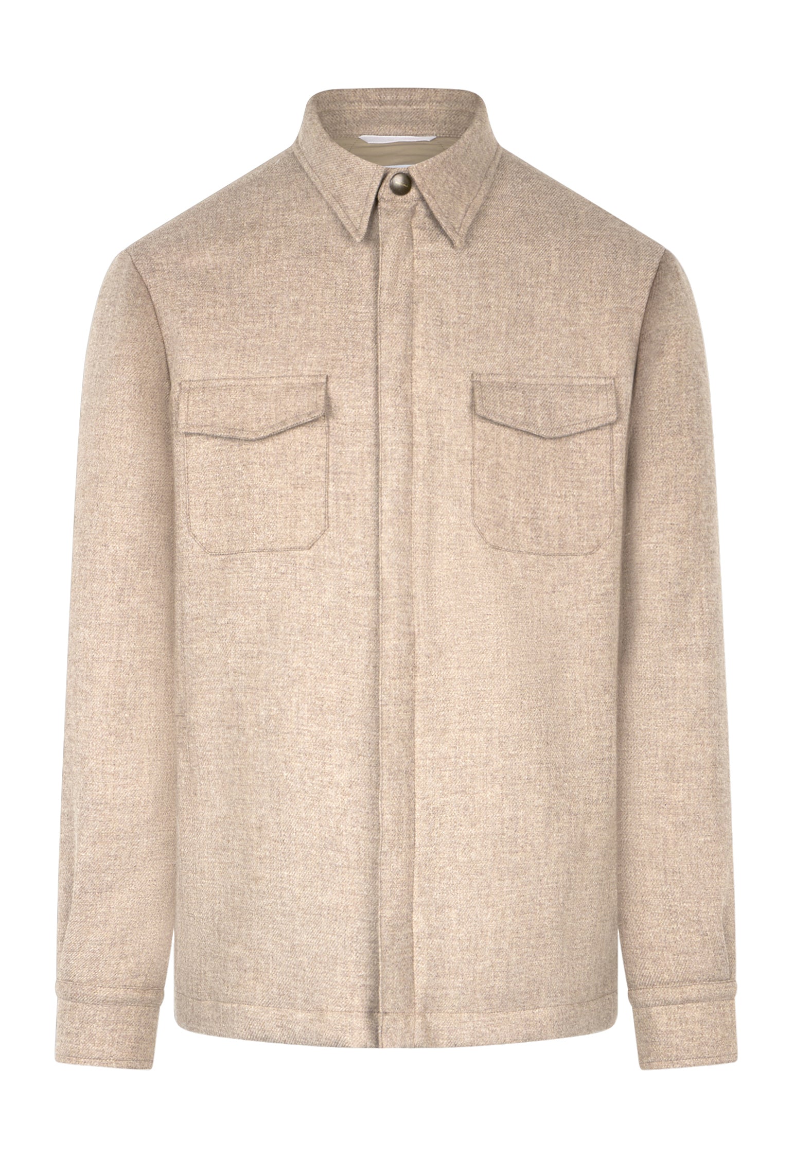 Beige Blended Wool Padded Overshirt