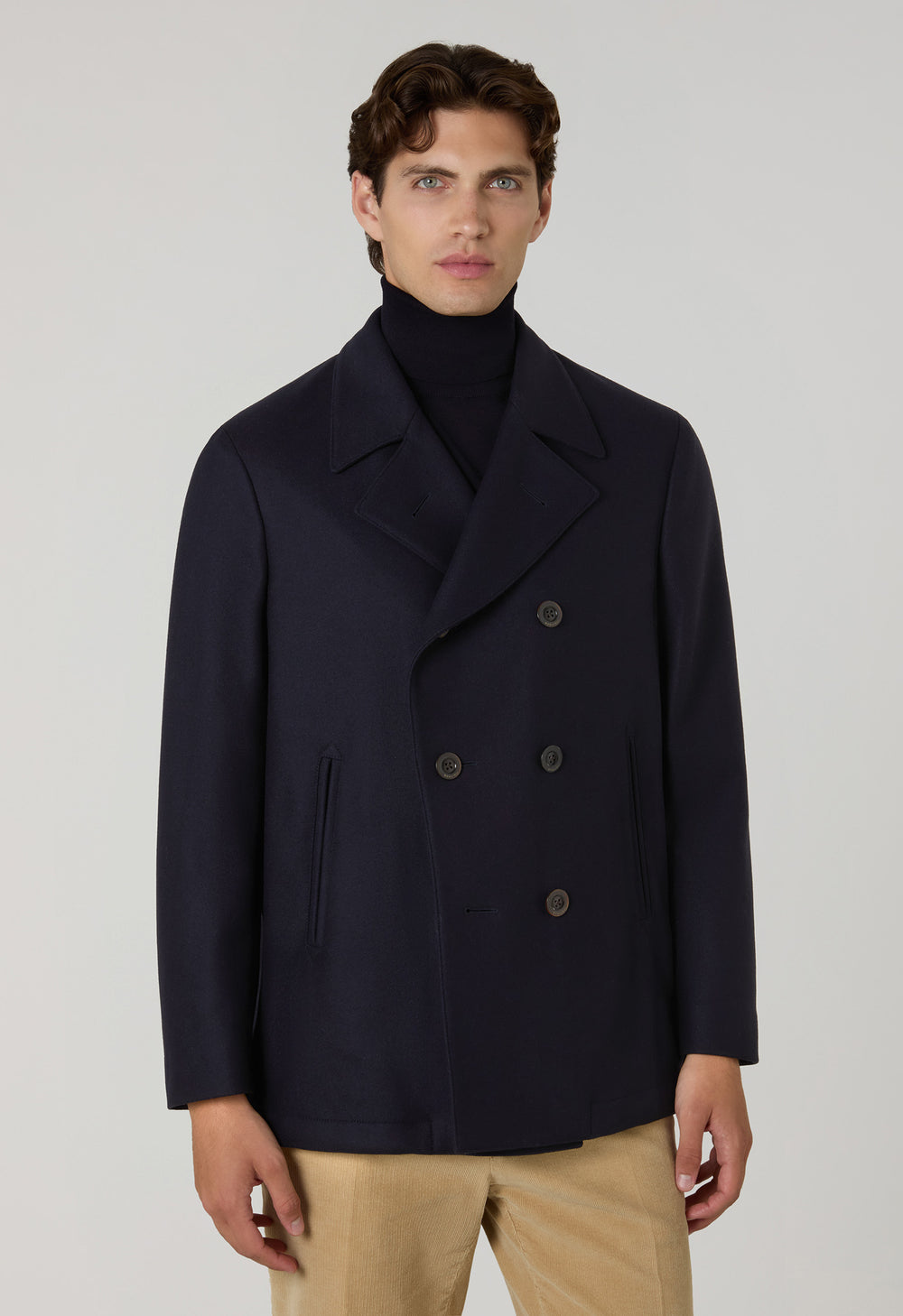 Blue Wool Felt Peacoat 