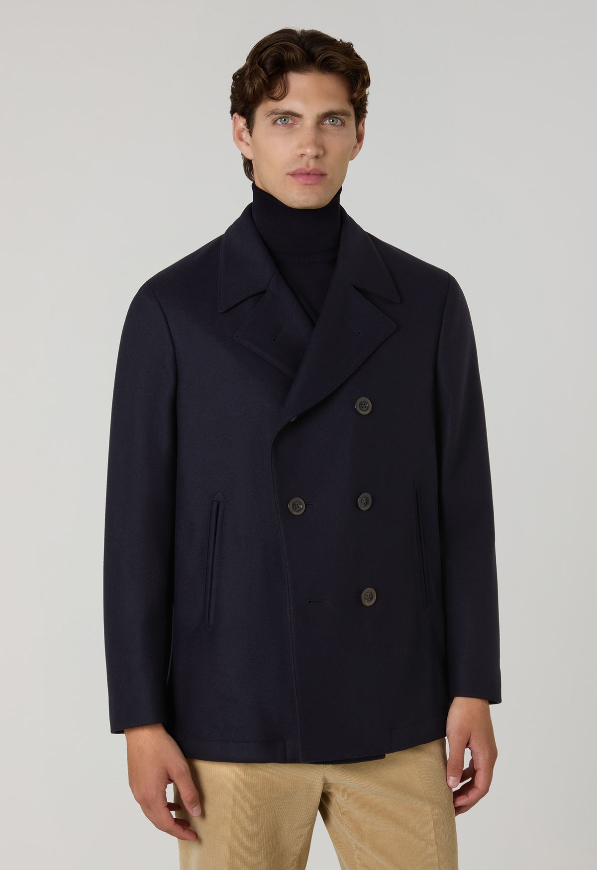 Blue Wool Felt Peacoat 