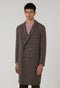 Cappotto doppiopetto in lana e cashmere pied-de-poule marrone