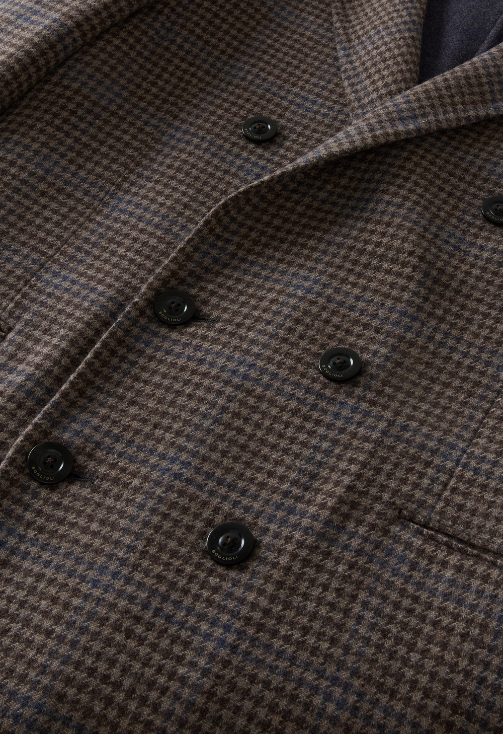 Cappotto doppiopetto in lana e cashmere pied-de-poule marrone