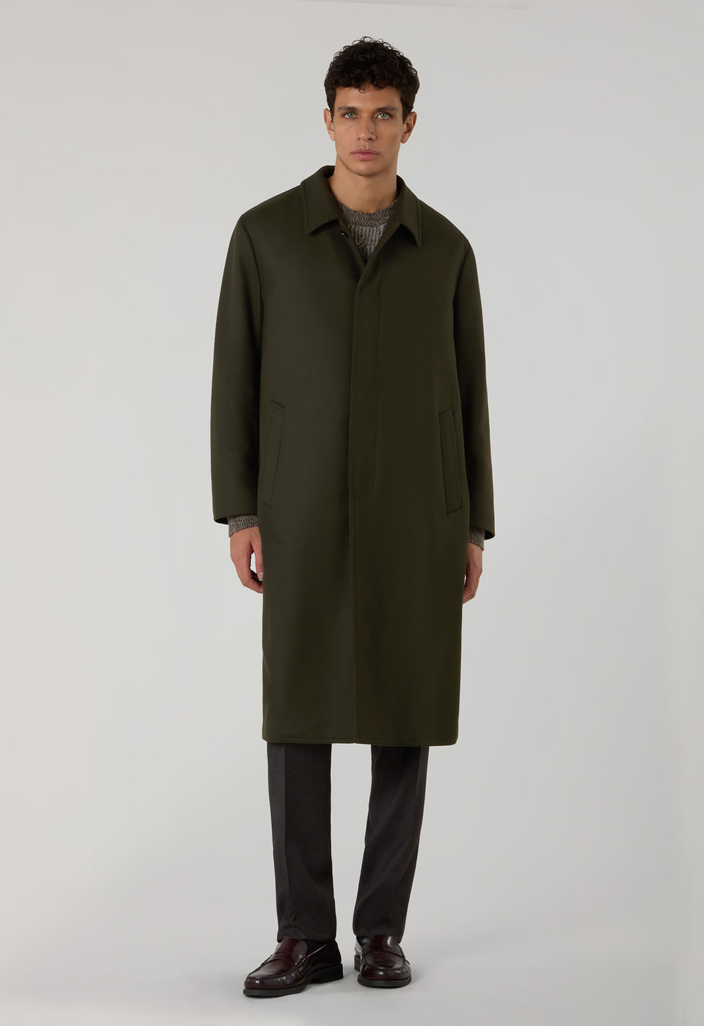 Cappotto Loden in lana con piega posteriore verde