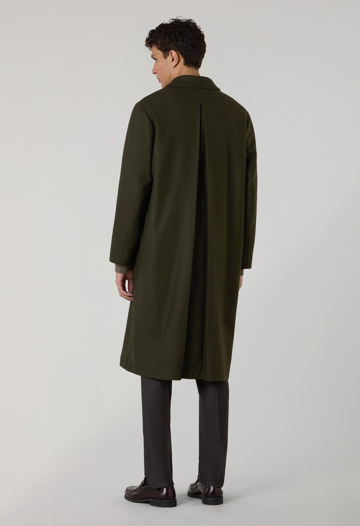 Cappotto Loden in lana con piega posteriore verde