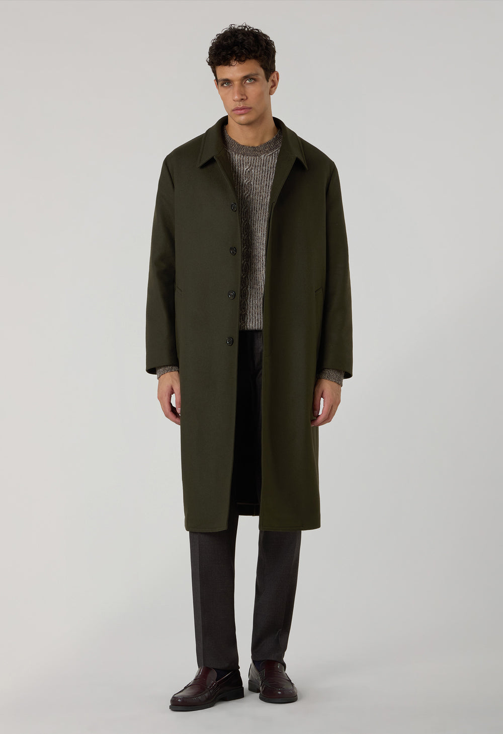 Cappotto Loden in lana con piega posteriore verde