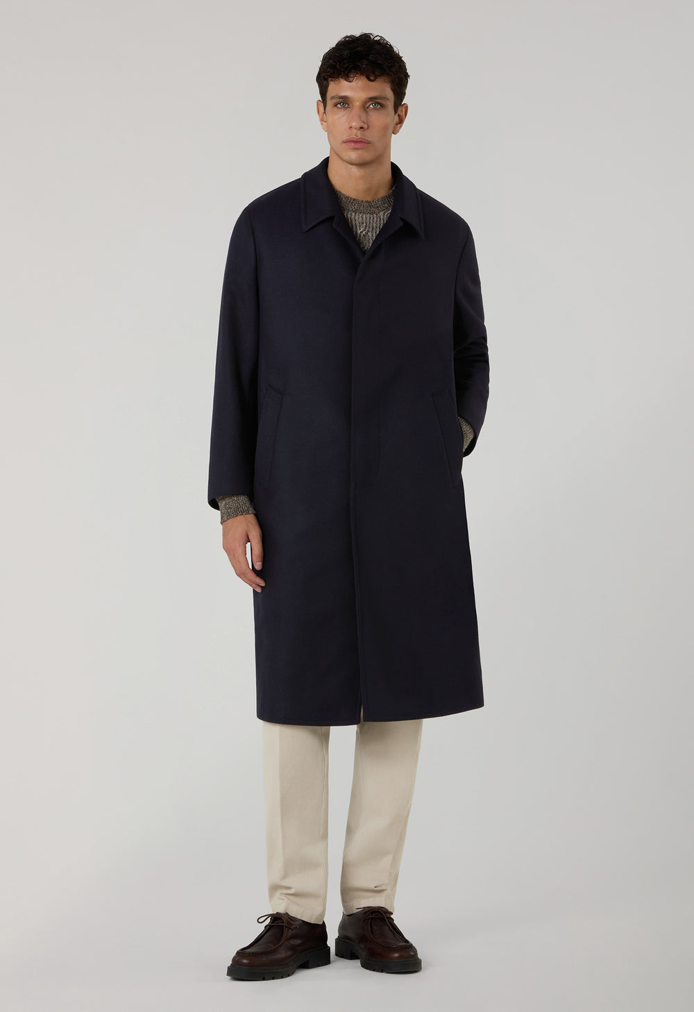 Cappotto Loden in lana con piega posteriore blu