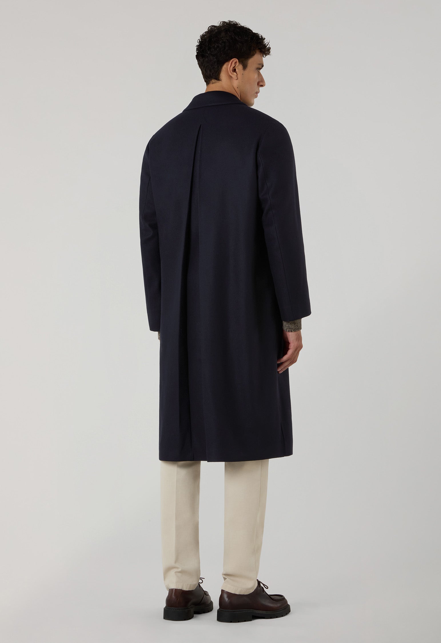 Cappotto Loden in lana con piega posteriore blu