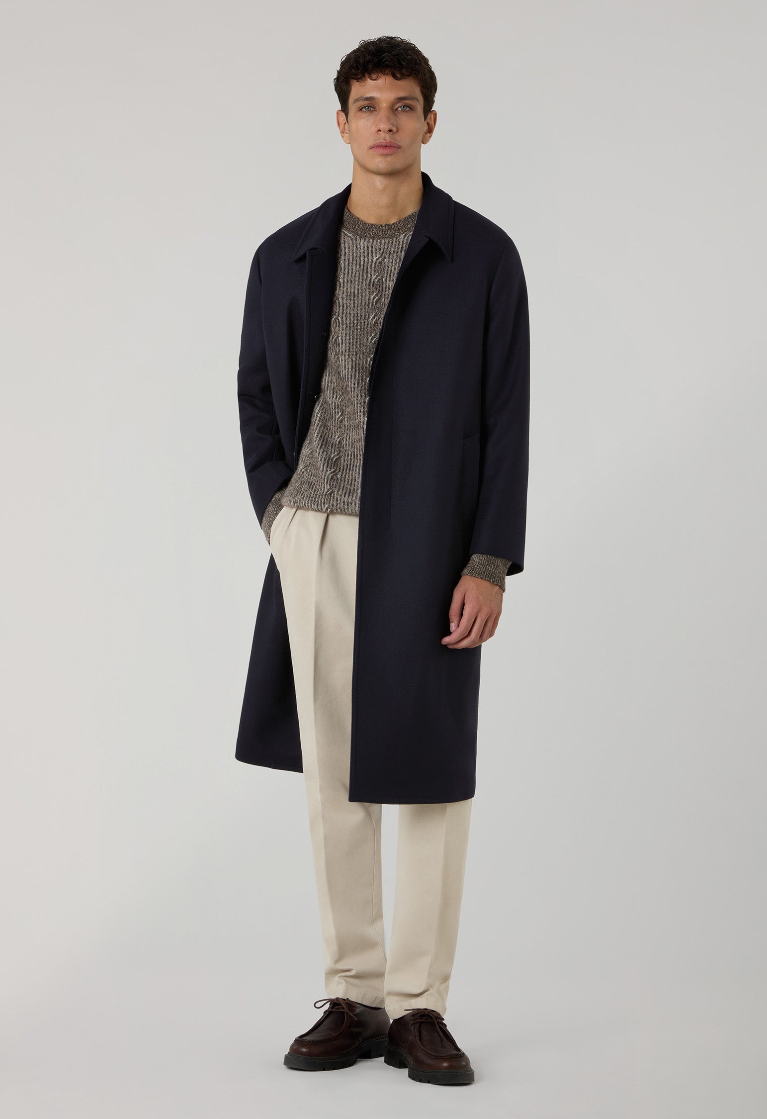 Cappotto Loden in lana con piega posteriore blu